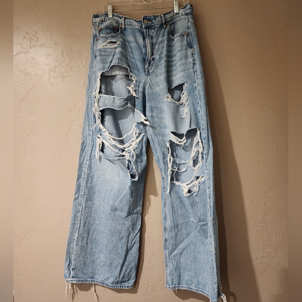 American eagle super high rise baggy wide leg jean
